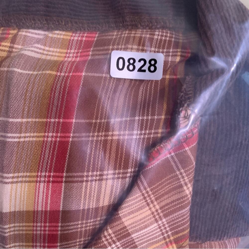 VTG Handmade Womens Plaid Button Up Shirt Corduroy Trim Farm‎ Cottagecore Rustic - Picture 7 of 7